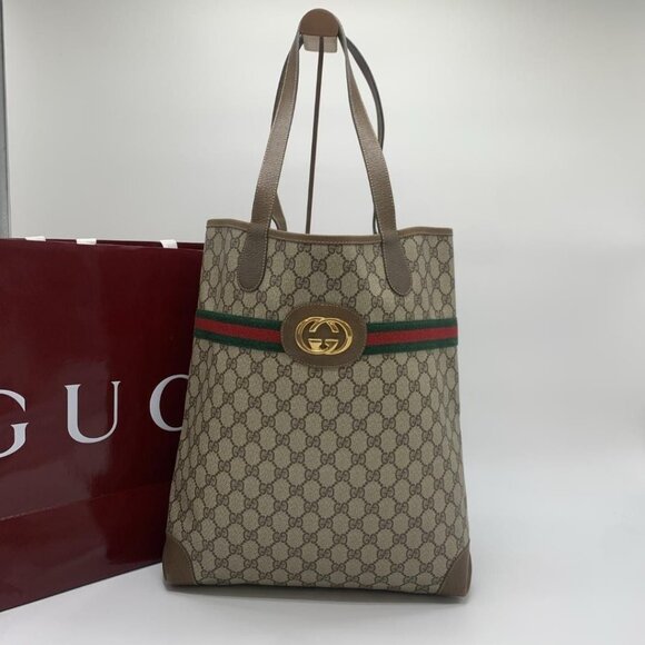 Gucci GG Marmont Sherry Large Tote Canvas Ophidia Shoulder Bag Handbag - Picture 4 of 15